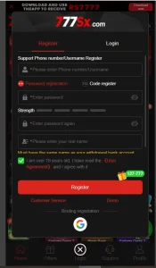 777sz game login screenshot